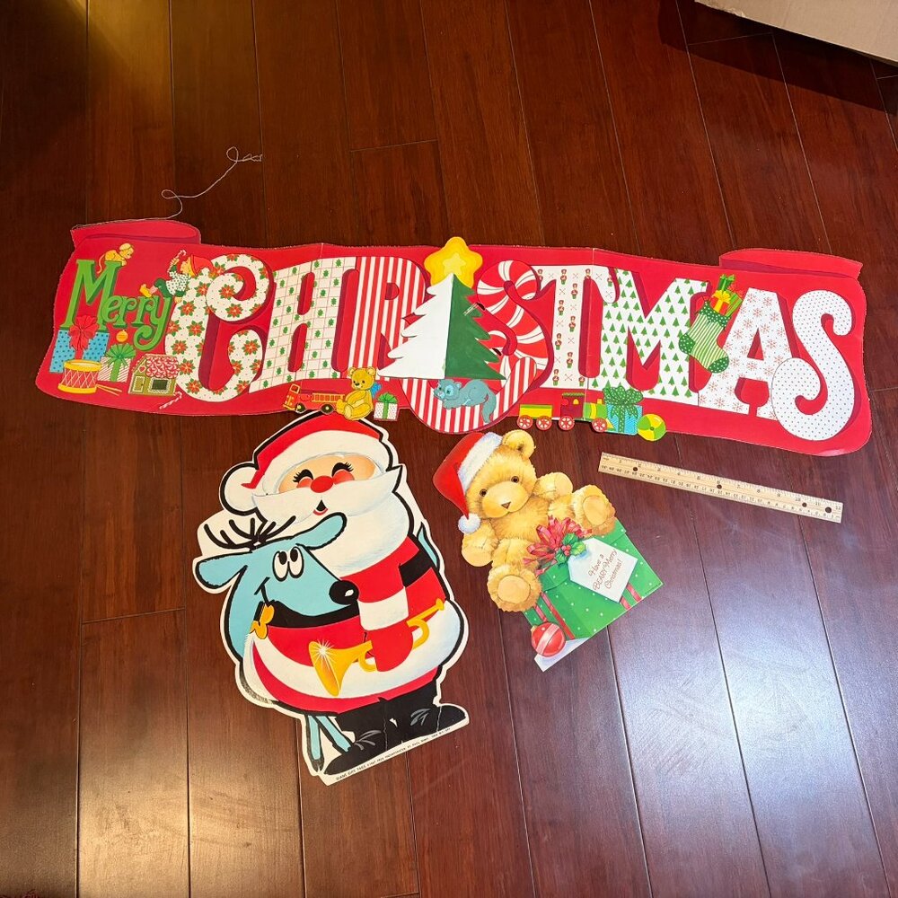 Vintage Paper Christmas decorations - 3 pieces, circa 1967